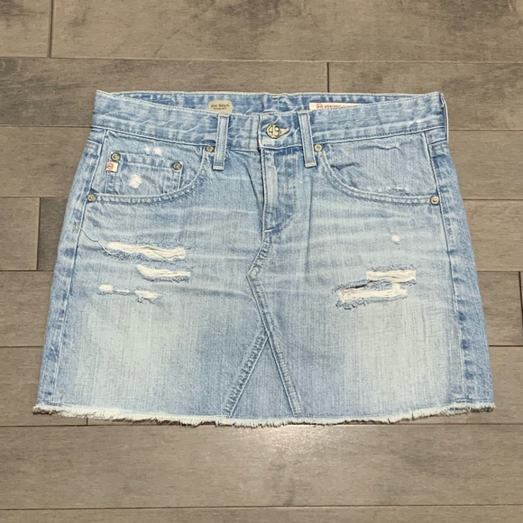 AG Adriano Goldschmied Vintage Denim Box Skirt - 28Y Destroyed - 27 - Picture 2 of 6